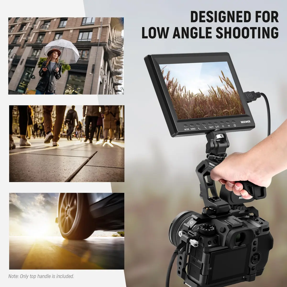NEEWER Top Handle and NATO Rail Kit, Comfort Silicone Grip with Quick Release NATO Clamp, 3 Cold Shoes and 1/4" 3/8" ARRI Threads, CA008 | Compatible with SmallRig Camera Cage - view 7