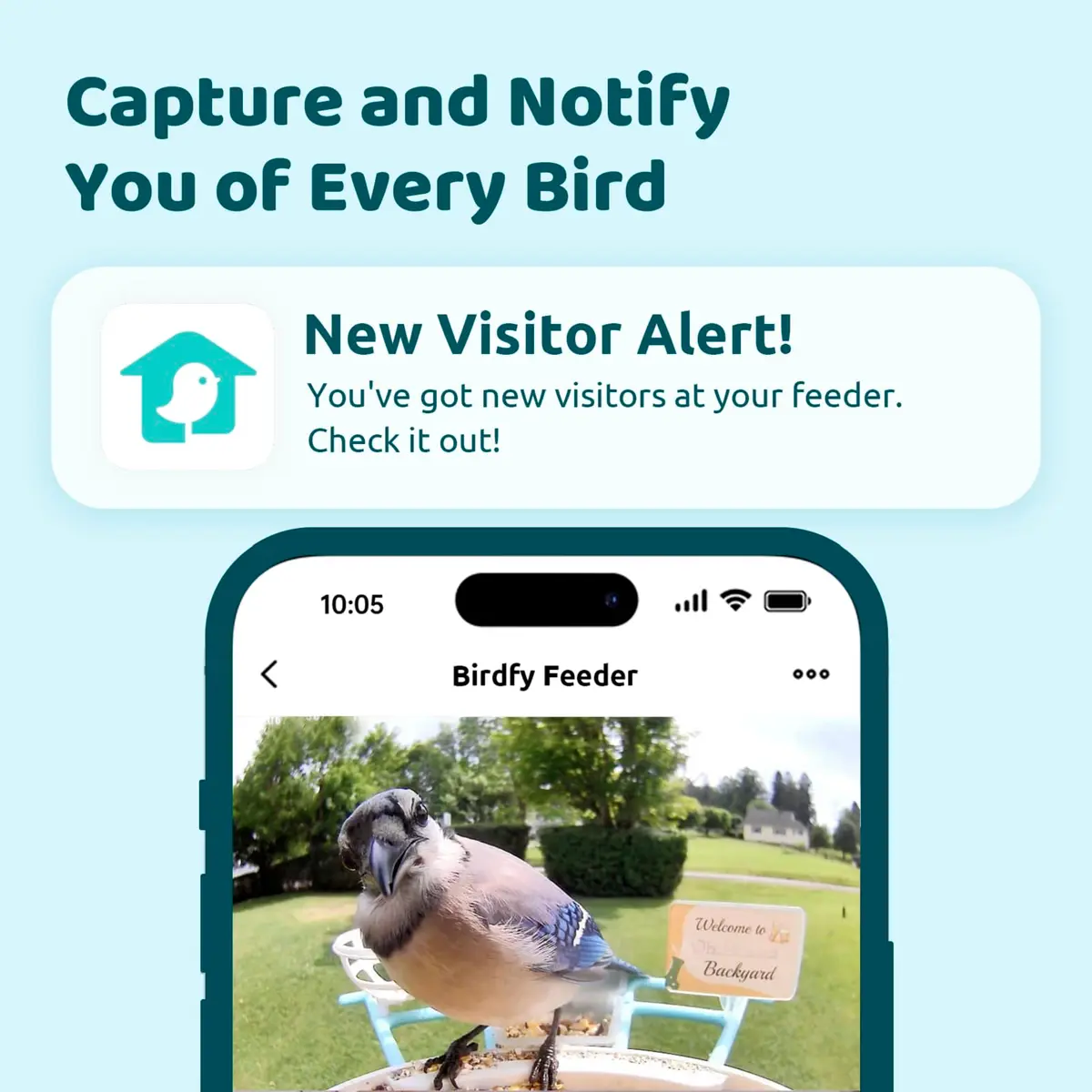 NETVUE Birdfy Smart Bird Feeder with AI Camera | Wireless Outdoor Birdwatching Camera in Yellow (8 x 7 x 11 inches) - view 2