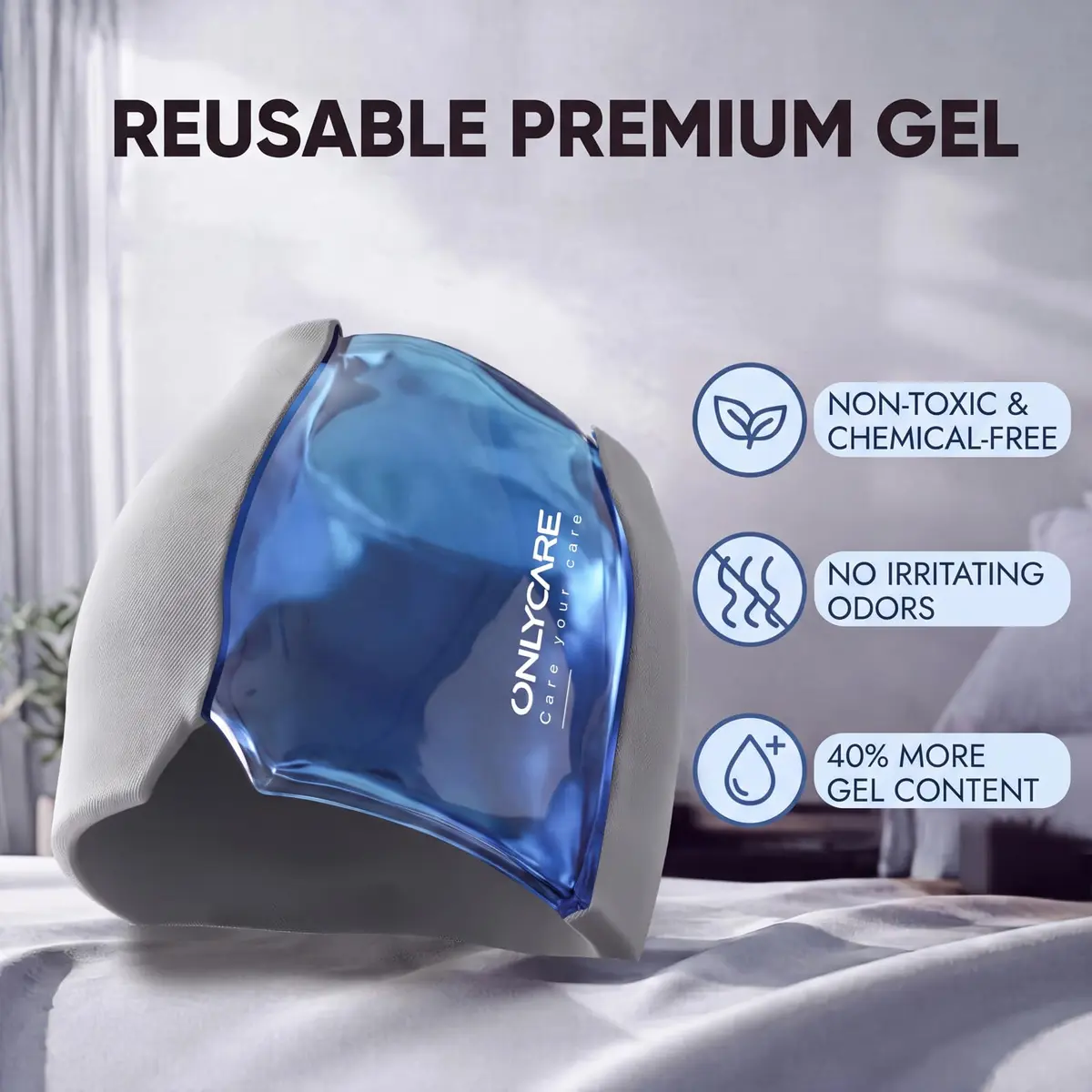 ONLYCARE Migraine Relief Cap, Headache Relief Cold Cap with Odorless Gel | Ergonomic Hot & Cold Therapy for Migraines - view 3