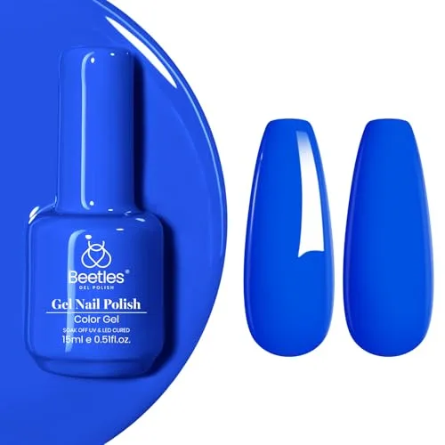 Beetles Blue Gel Nail Polish 15ml | Electric Punk Bright Summer Soak Off - main product image