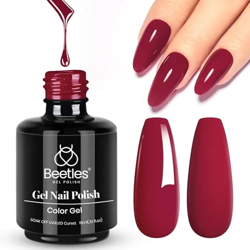 Beetles Red Gel Nail Polish - Formula Red 15ml (0.5 Fl Oz) | Wine Burgundy - main product image