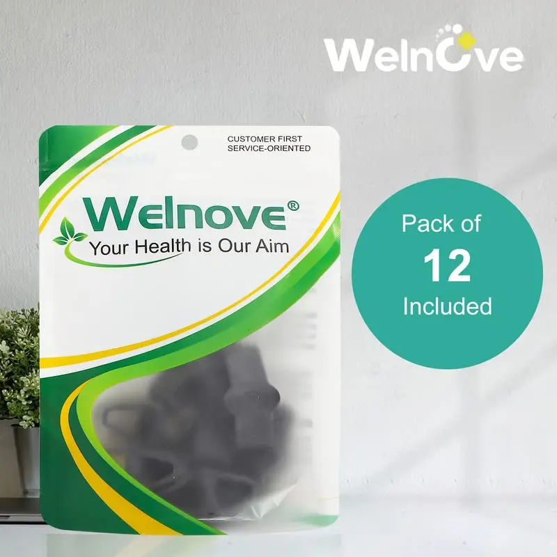 Welnove Pack of 12 Bunion Corrector Toe Separators with 2 Loops for Overlap Toe, Black | Soft Gel Toe Spacers for Pain Relief - view 12