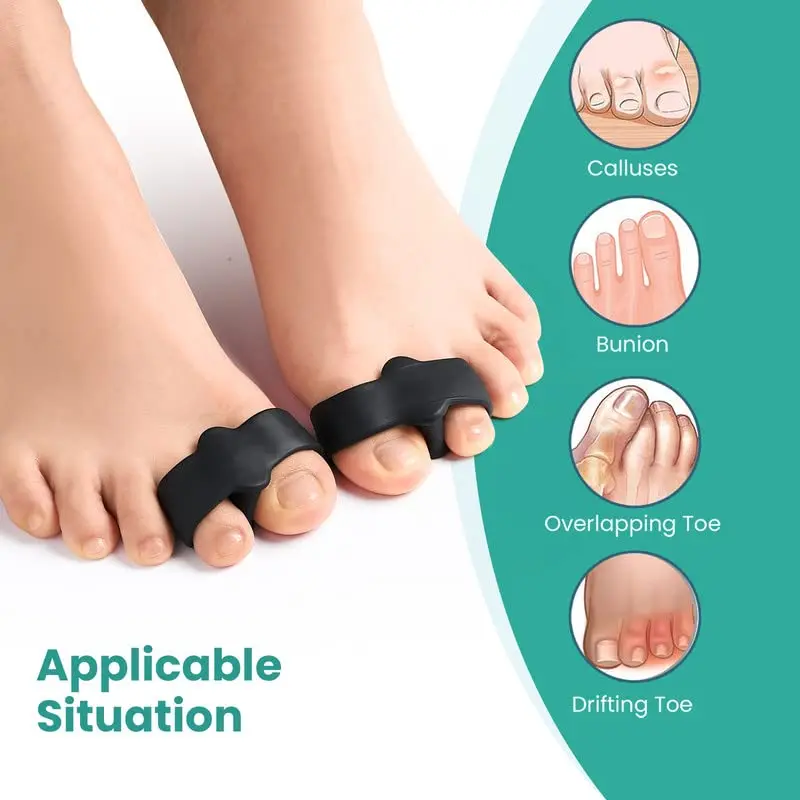 Welnove Pack of 12 Bunion Corrector Toe Separators with 2 Loops for Overlap Toe, Black | Soft Gel Toe Spacers for Pain Relief - view 5