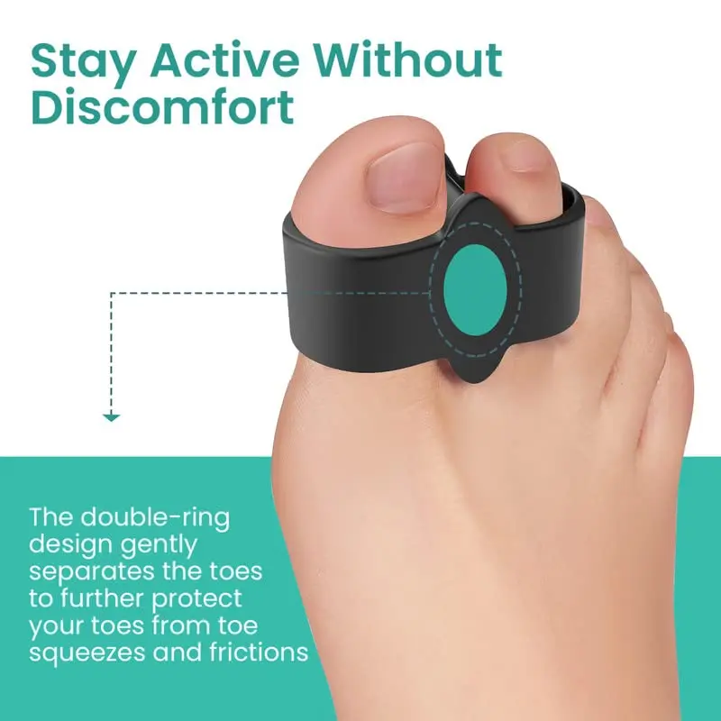 Welnove Pack of 12 Bunion Corrector Toe Separators with 2 Loops for Overlap Toe, Black | Soft Gel Toe Spacers for Pain Relief - view 6