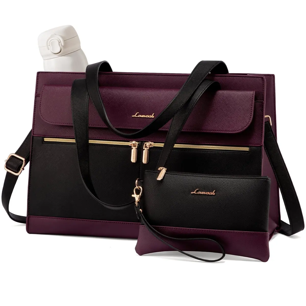 LOVEVOOK Laptop Bag for Women 15.6 Inch Tote Work Professional Leather Computer Briefcase Waterproof Handbag Shoulder Large Capacity Business Teacher Office Crossbody Purse - main product image