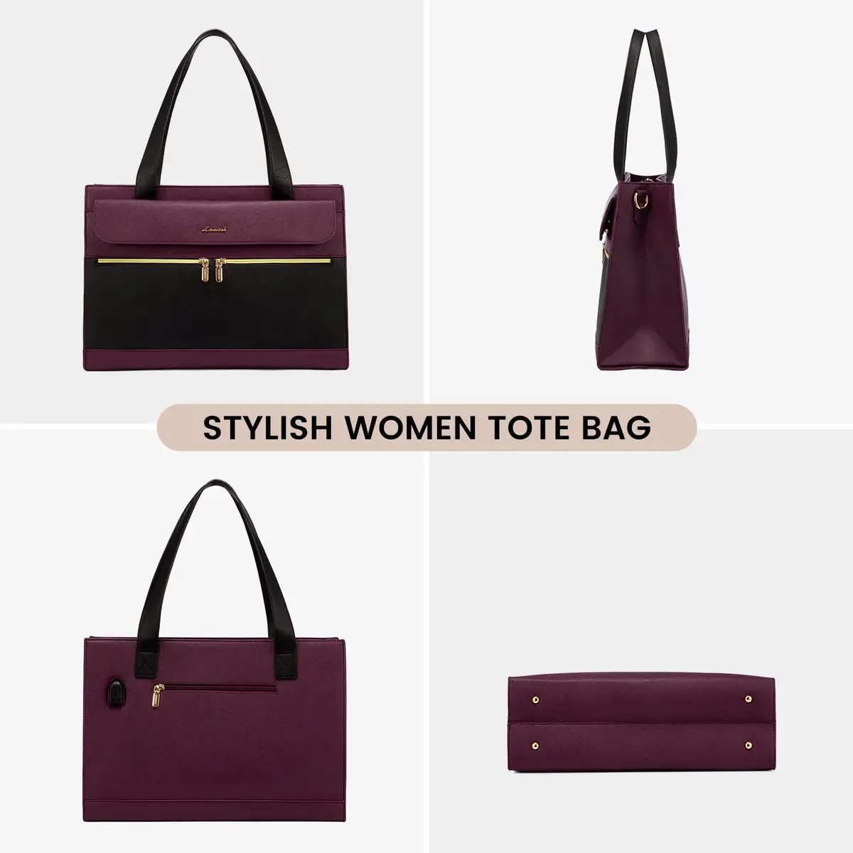 LOVEVOOK Laptop Bag for Women 15.6 Inch Tote Work Professional Leather Computer Briefcase Waterproof Handbag Shoulder Large Capacity Business Teacher Office Crossbody Purse - view 7