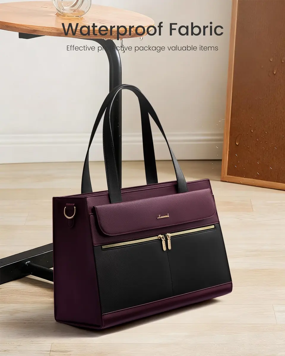 LOVEVOOK Laptop Bag for Women 15.6 Inch Tote Work Professional Leather Computer Briefcase Waterproof Handbag Shoulder Large Capacity Business Teacher Office Crossbody Purse - view 3