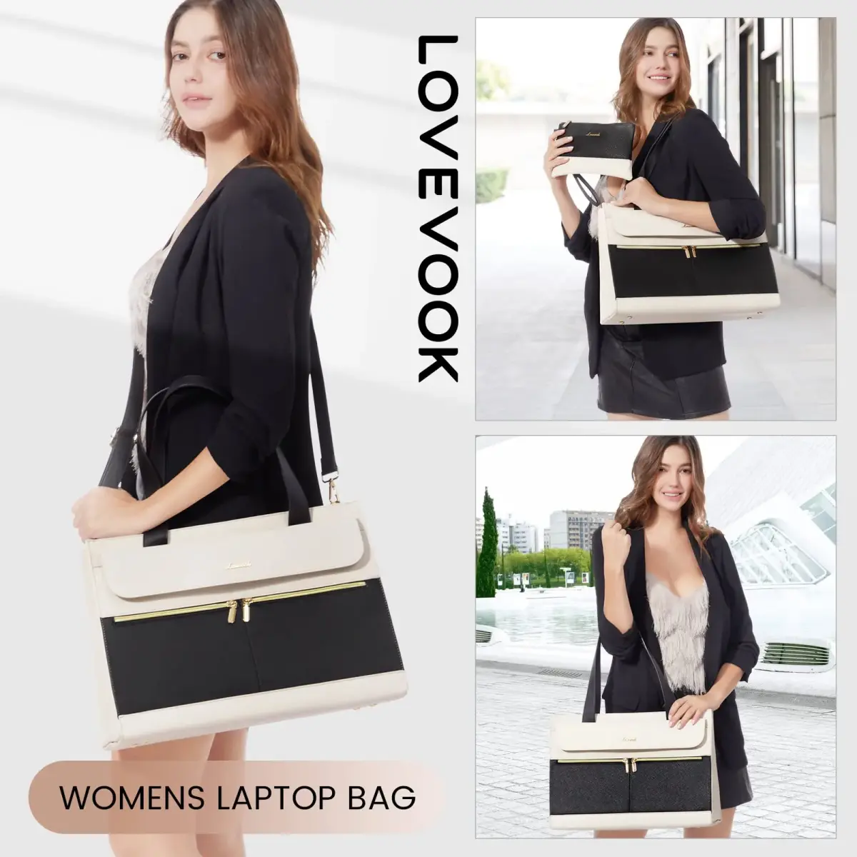 LOVEVOOK Women's Laptop Tote Bag 15.6 Inch | Professional Leather Briefcase with USB Port & Clutch - view 2