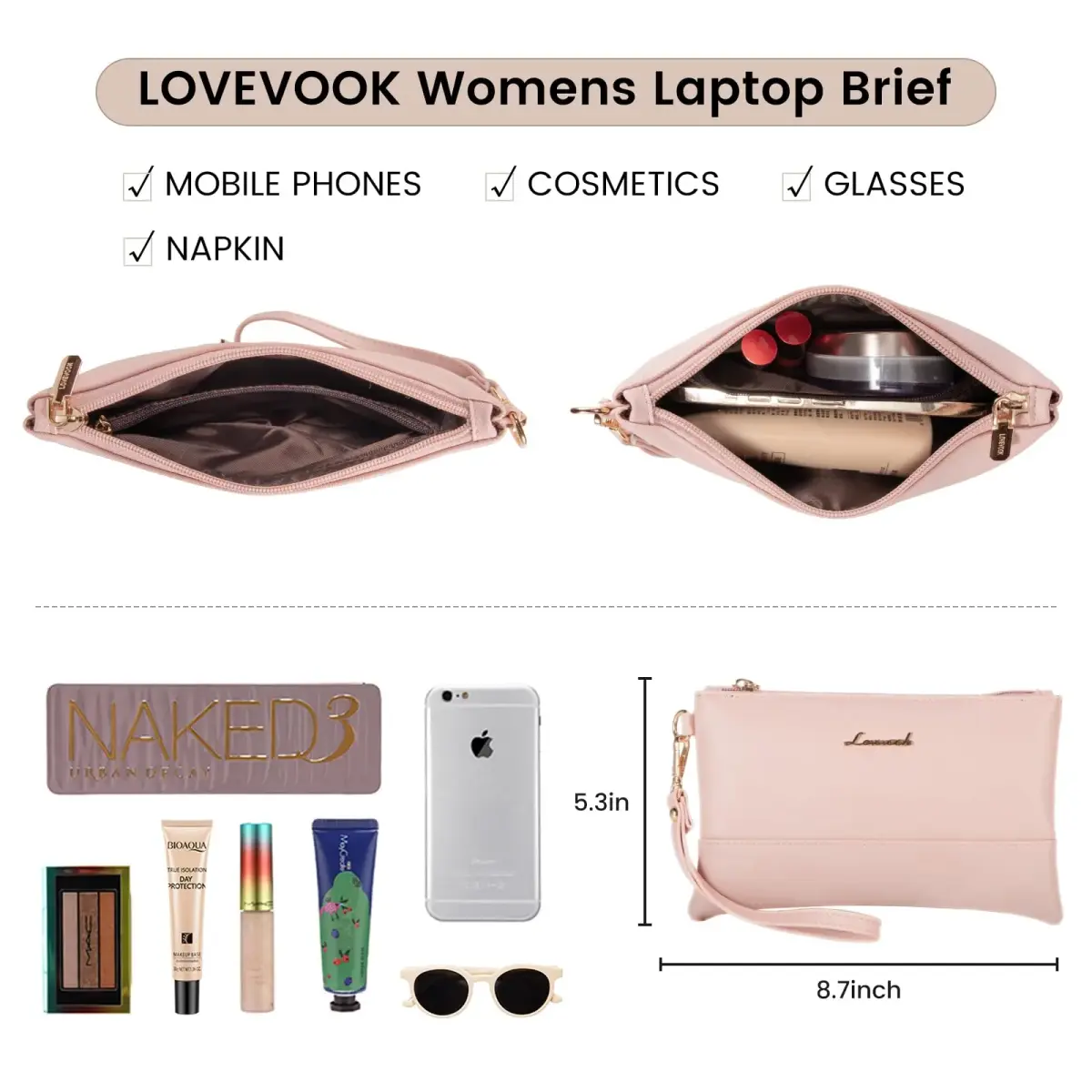 LOVEVOOK Women's Laptop Tote Bag 15.6 Inch | Professional Leather Work Briefcase with Clutch - view 6