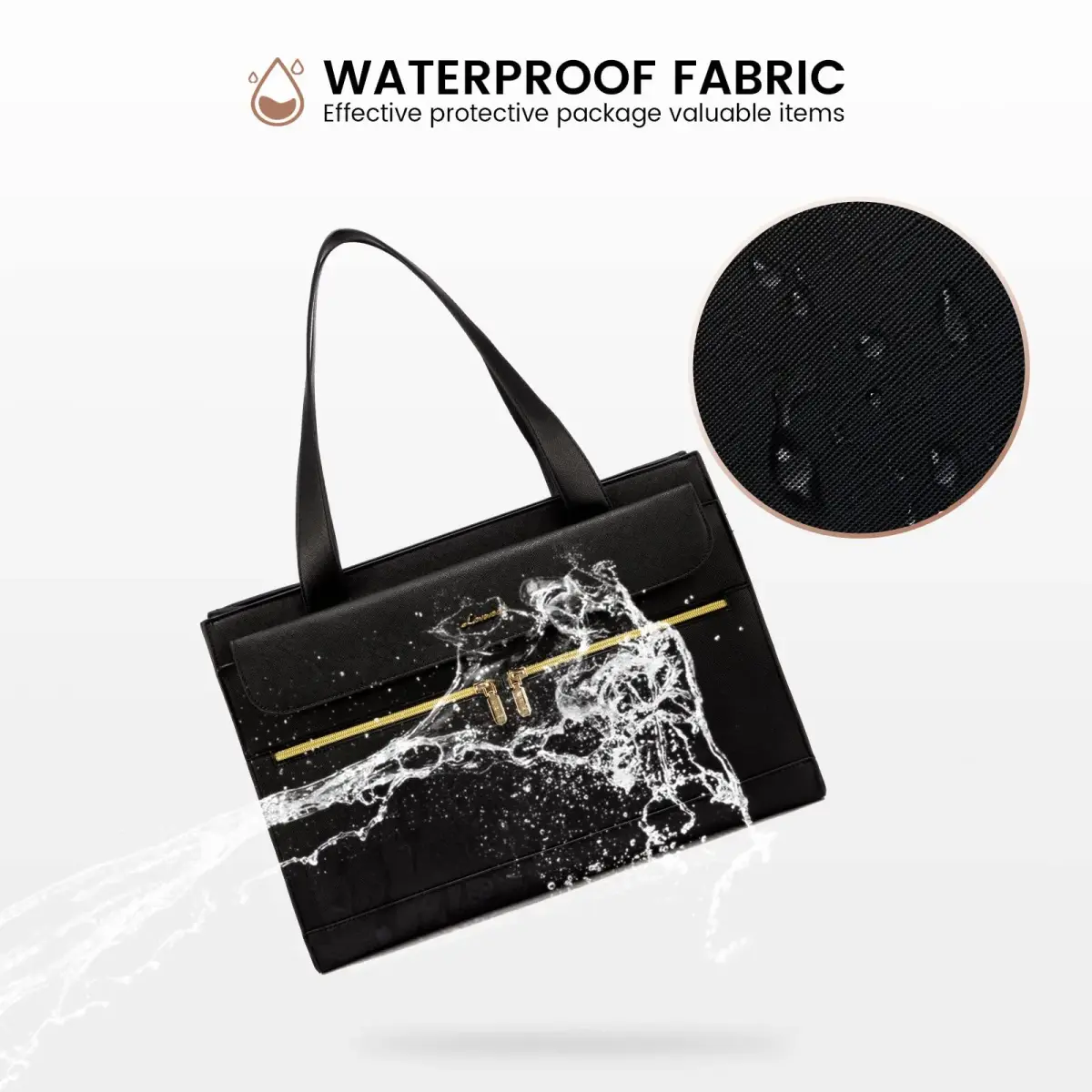LOVEVOOK Laptop Tote Bag for Women - 15.6 Inch Professional PU Leather Briefcase | Waterproof, Large Capacity, Crossbody Purse - Black - view 6