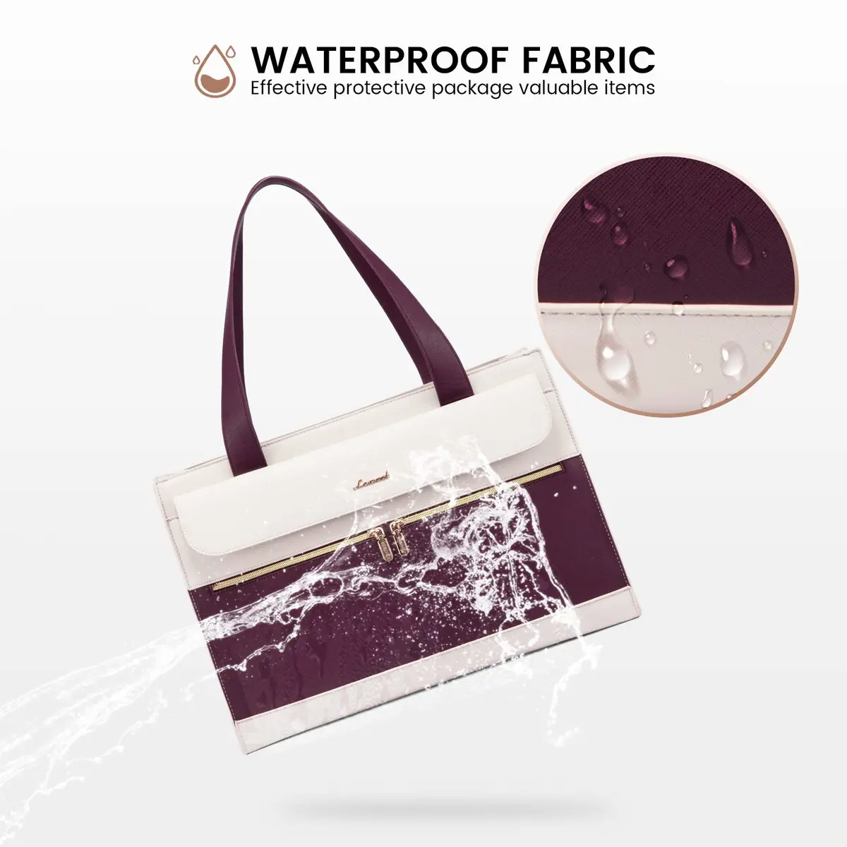 LOVEVOOK Laptop Tote Bag for Women 15.6 Inch | Professional Leather Computer Briefcase with Clutch - view 7