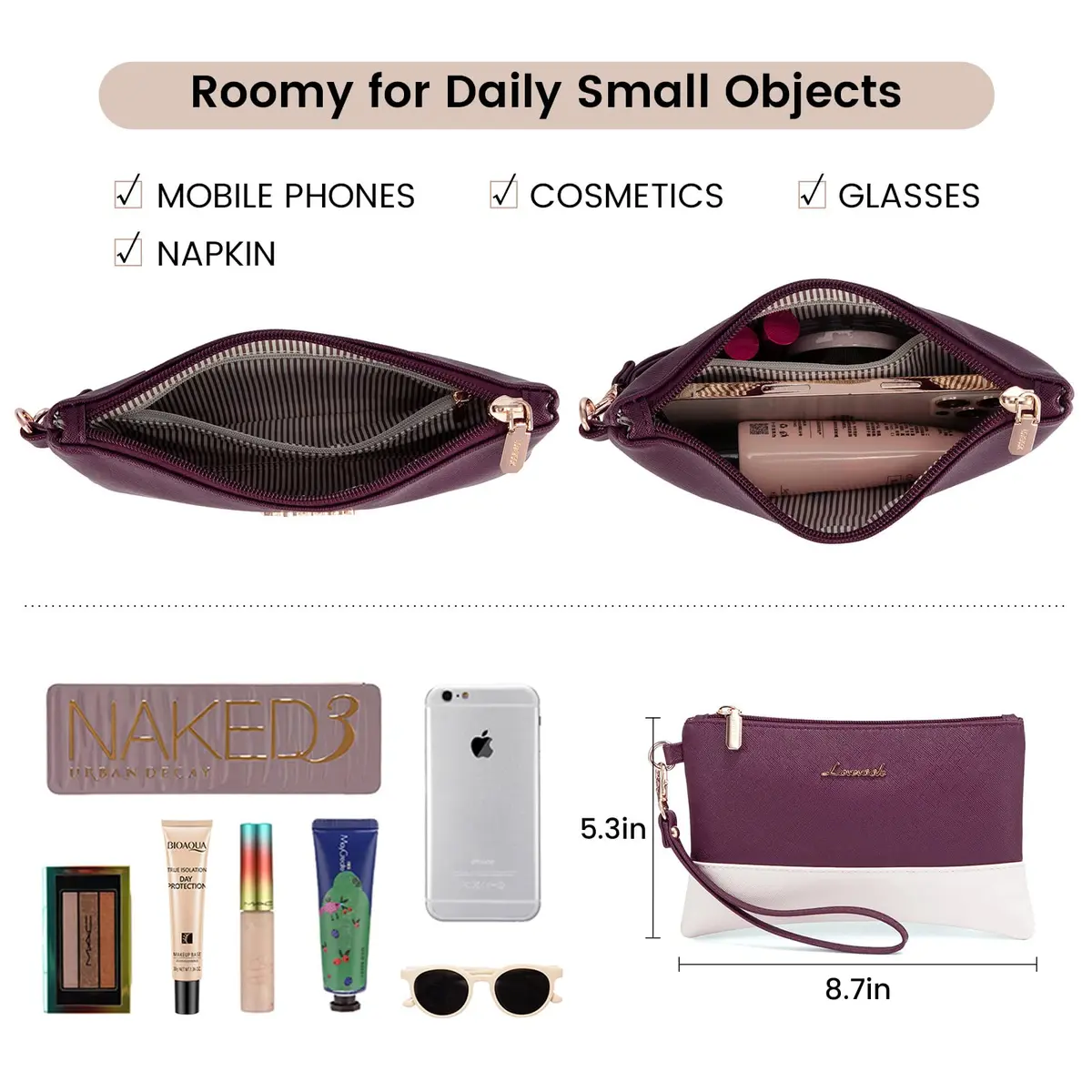 LOVEVOOK Laptop Tote Bag for Women 15.6 Inch | Professional Leather Computer Briefcase with Clutch - view 9