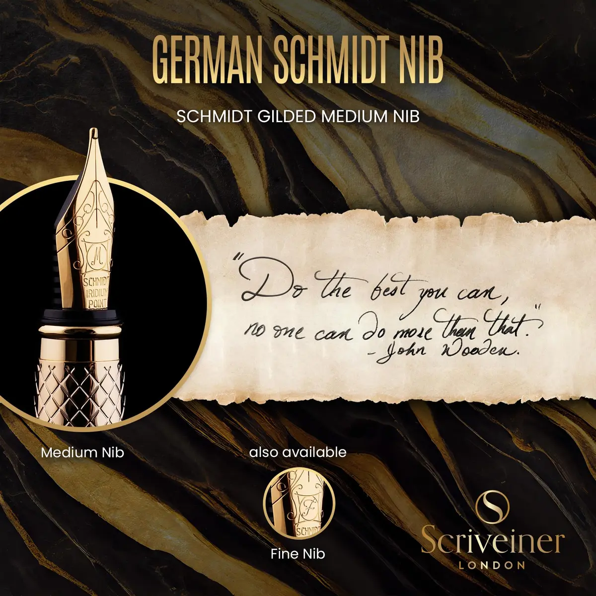 Scriveiner Luxury Fountain Pen - Gold Finish, Schmidt Gilded Nib, Converter, Gift Set (Medium) | Elegant Writing Instrument - view 5
