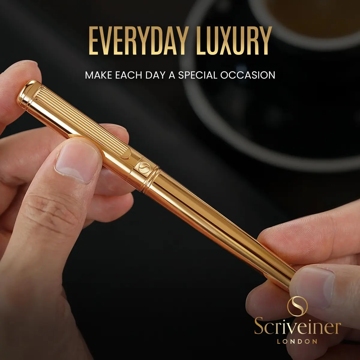 Scriveiner Luxury Fountain Pen - Gold Finish, Schmidt Gilded Nib, Converter, Gift Set (Medium) | Elegant Writing Instrument - view 8