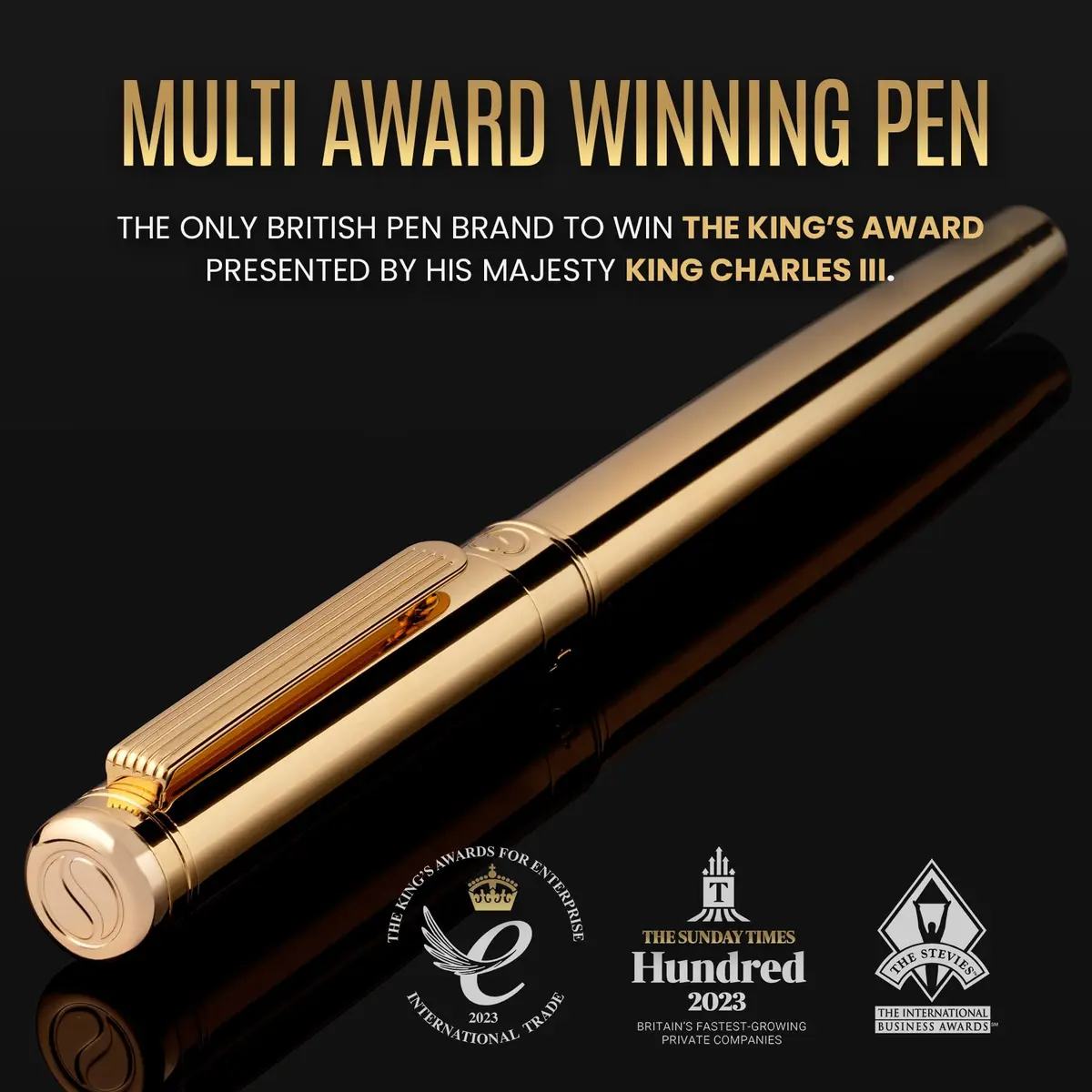 Scriveiner Luxury Fountain Pen - Gold Finish, Schmidt Gilded Nib, Converter, Gift Set (Medium) | Elegant Writing Instrument - view 2