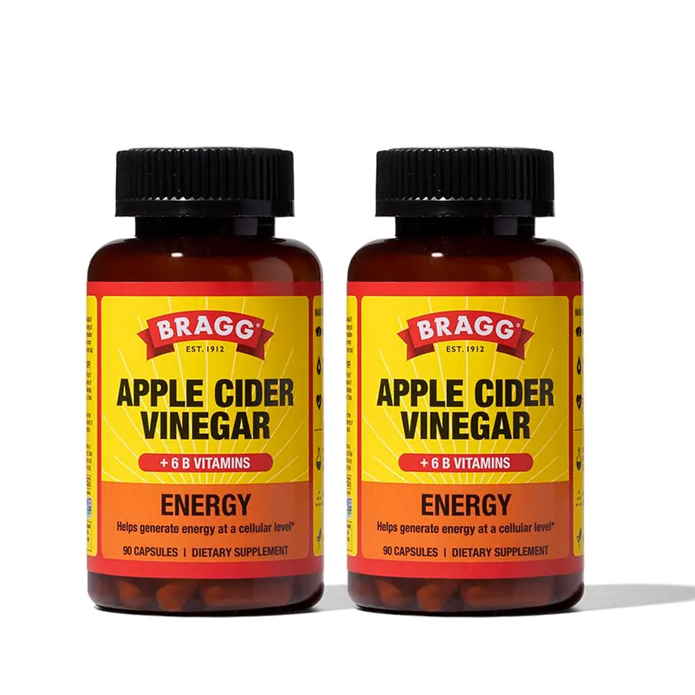 BRAGG Energy Apple Cider Vinegar Capsules 90ct | Vegan, Gluten-Free, B Vitamins for Energy - main product image