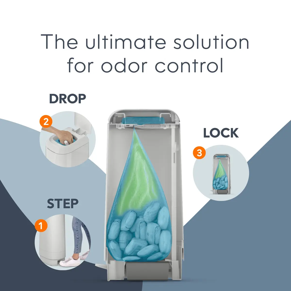Diaper Genie Signature Diaper Pail with Easy Roll Refill 5L | Odor Lock & Hands-Free Operation - view 6