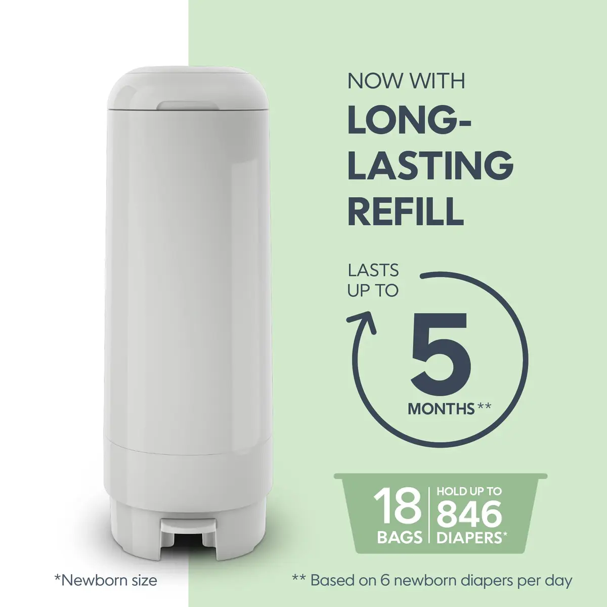 Diaper Genie Signature Diaper Pail with Easy Roll Refill 5L | Odor Lock & Hands-Free Operation - view 4