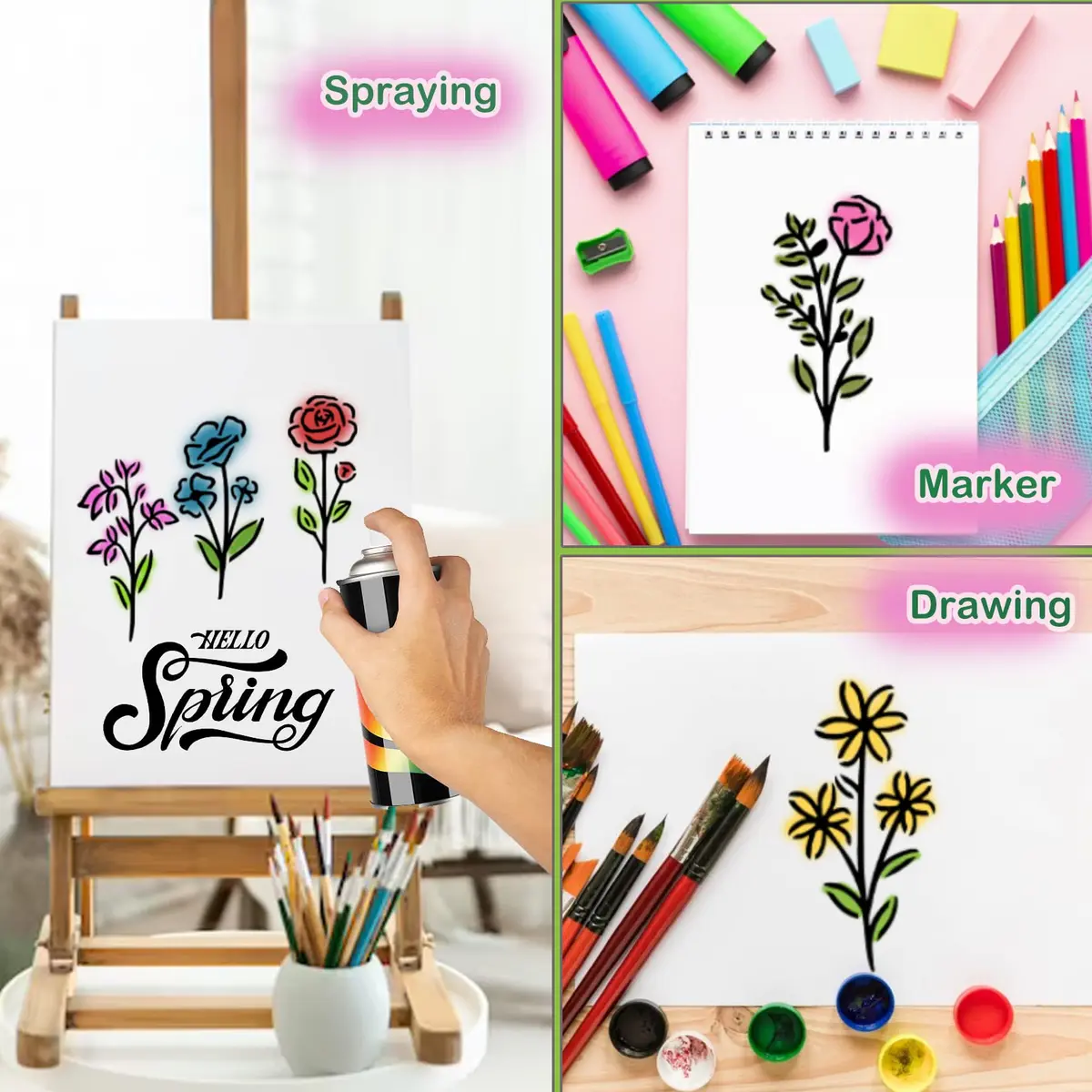 yhslmh Botanical Flower Stencils for Crafts 3.5 x 2 inches | 50 Mini Wildflower Floral Designs for DIY Art Projects - view 6