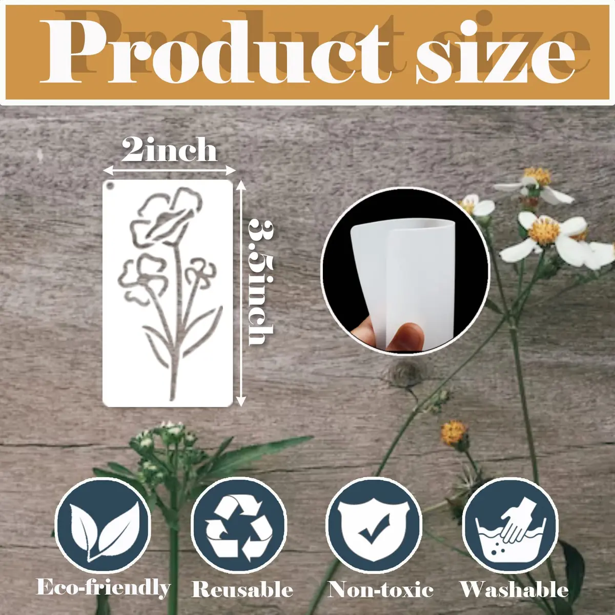 yhslmh Botanical Flower Stencils for Crafts 3.5 x 2 inches | 50 Mini Wildflower Floral Designs for DIY Art Projects - view 4