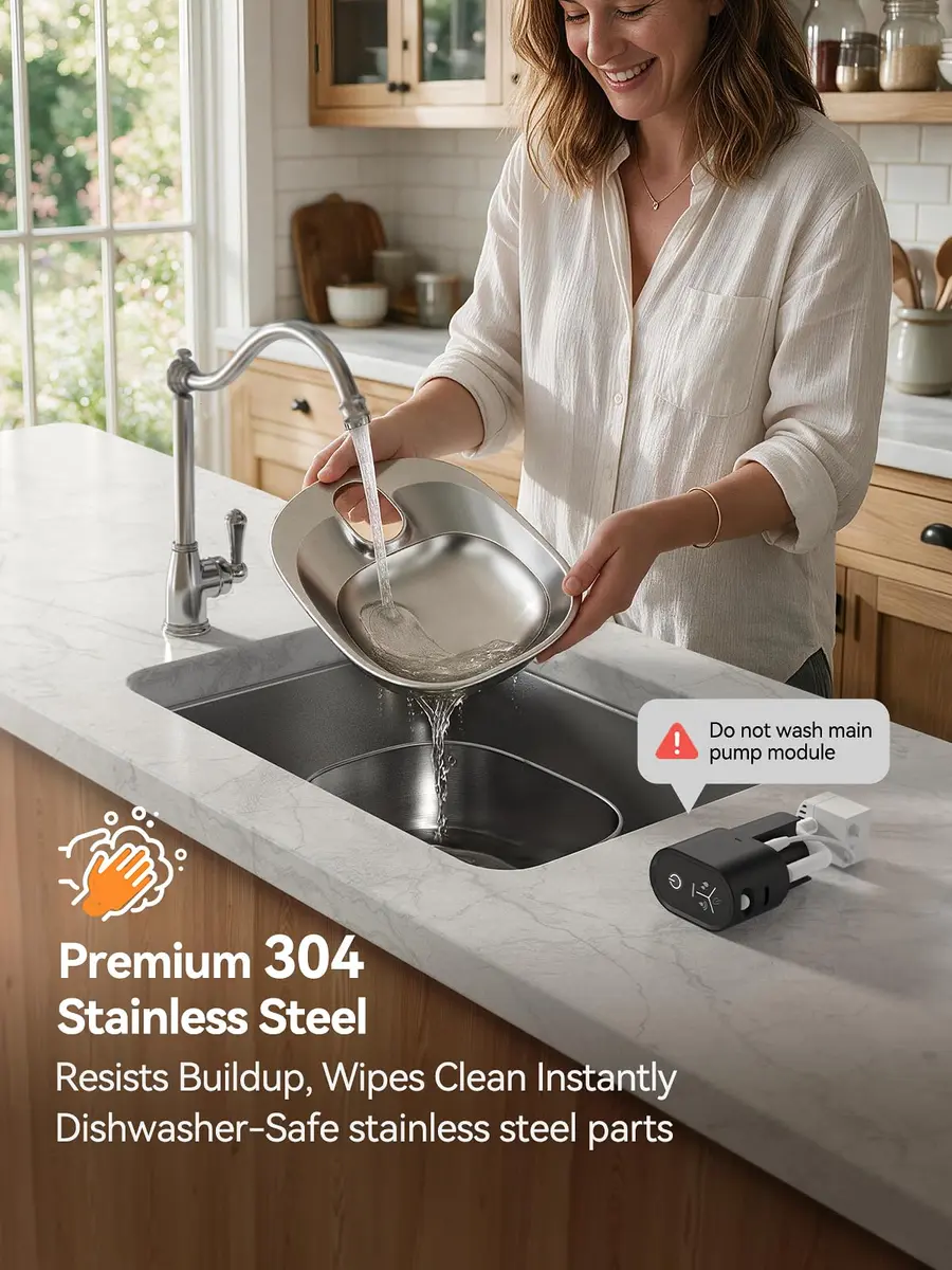 FEELNEEDY Wireless Cat Water Fountain Stainless Steel 4L | Battery Operated, Ultra Quiet, Sensor-Activated - view 5