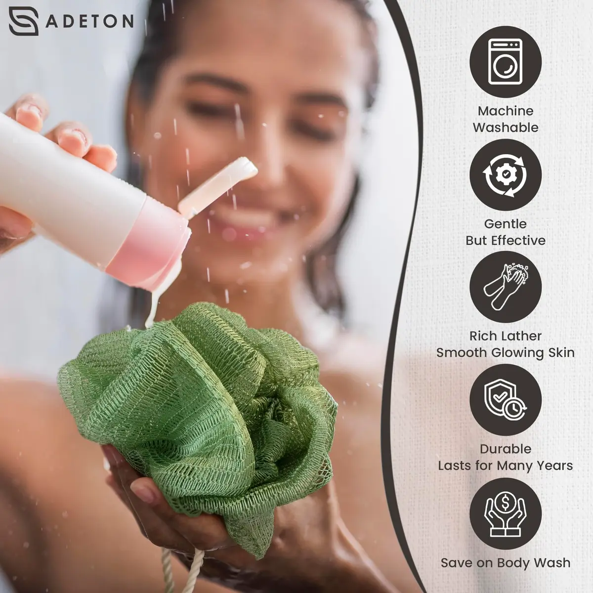 ADETON African Net Sponge with Knots, 2 Pieces Exfoliating Body Scrubber 80cm (31.5 inches) | Authentic Sapo Bath Sponge for Back - view 6