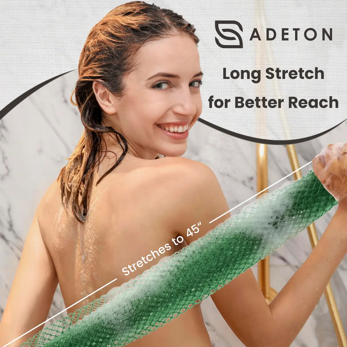 ADETON African Net Sponge with Knots, 2 Pieces Exfoliating Body Scrubber 80cm (31.5 inches) | Authentic Sapo Bath Sponge for Back - view 3