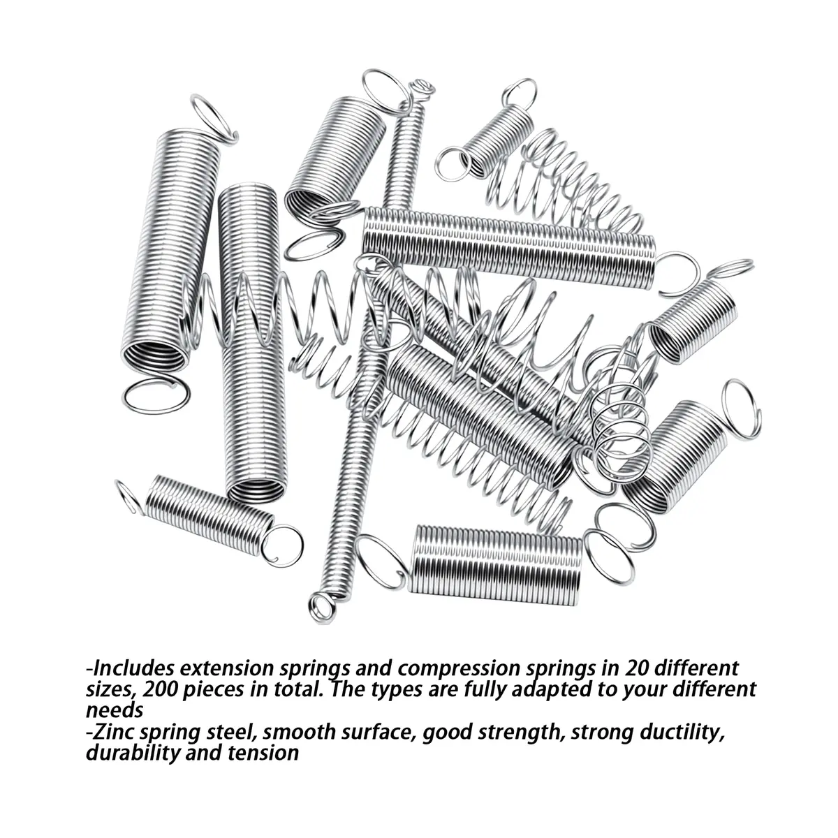 Dianrui 200PCS Spring Assortment Kit 20 Sizes Zinc Plated Steel Compression & Extension Springs | DIY Repair - view 3