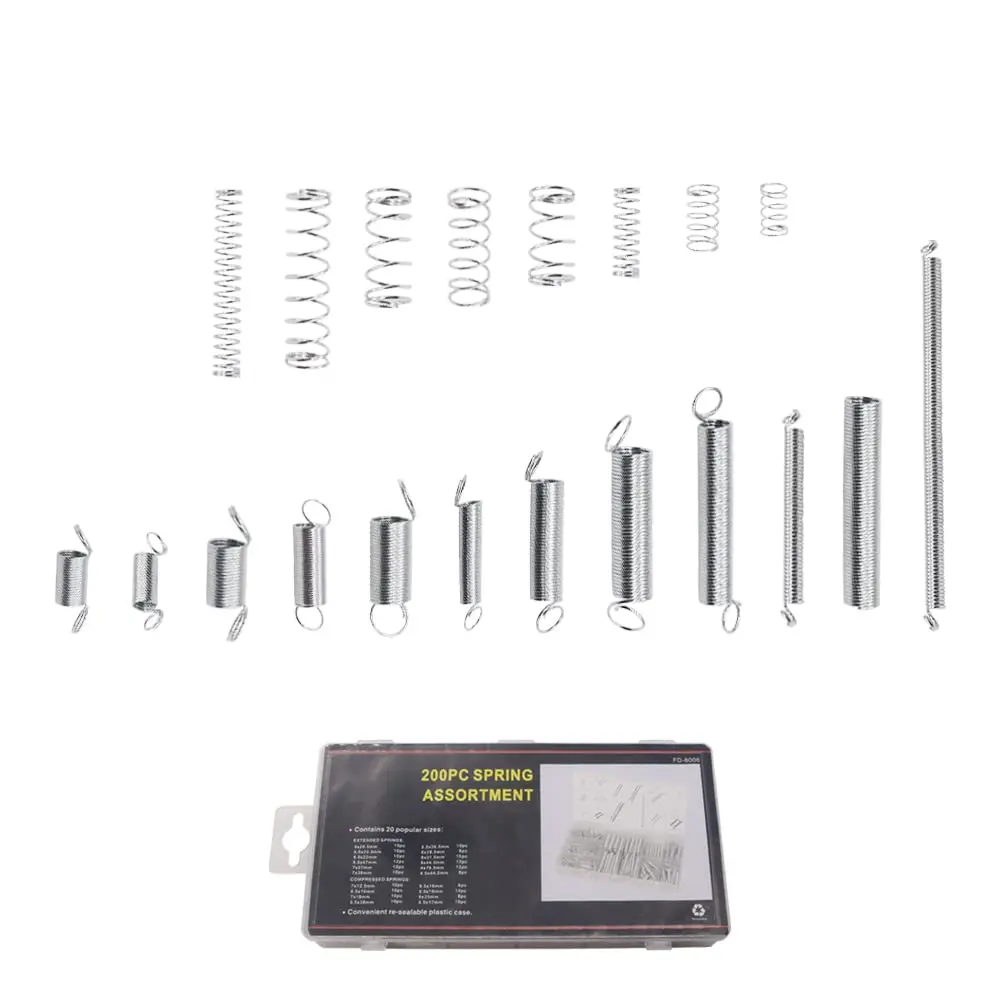 Dianrui 200PCS Spring Assortment Kit 20 Sizes Zinc Plated Steel Compression & Extension Springs | DIY Repair - view 4