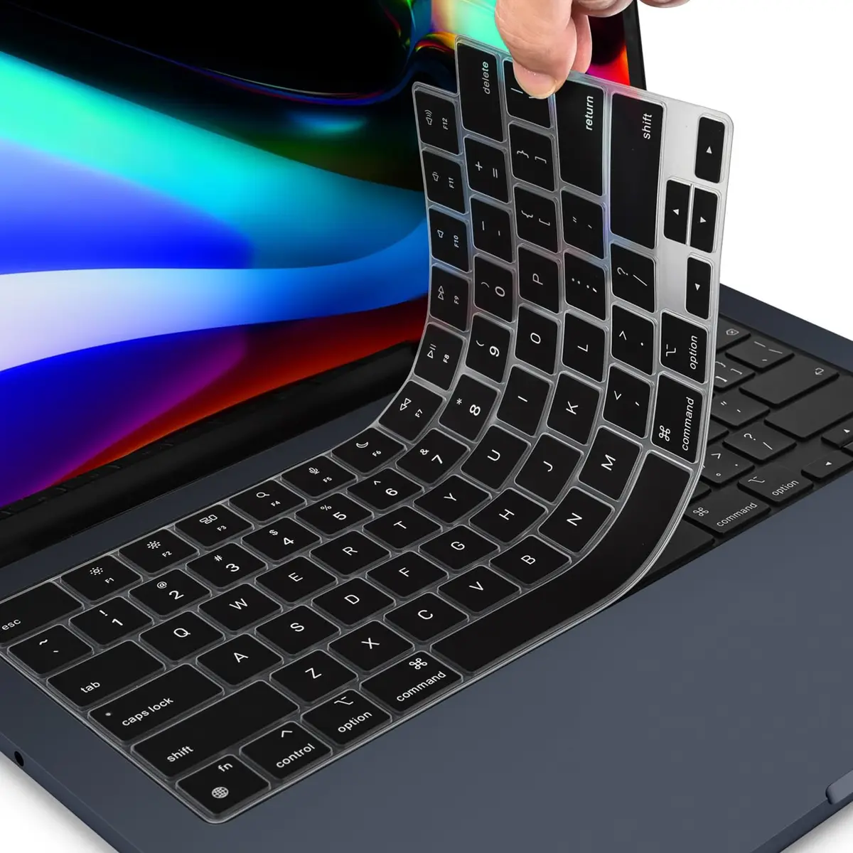 CaseBuy Black Silicone Keyboard Cover for MacBook Air 13.6/15.3 inch M2-M5 Chip, MacBook Pro 14/16 inch M1-M5 Pro/Max | US Layout Protector - main product image