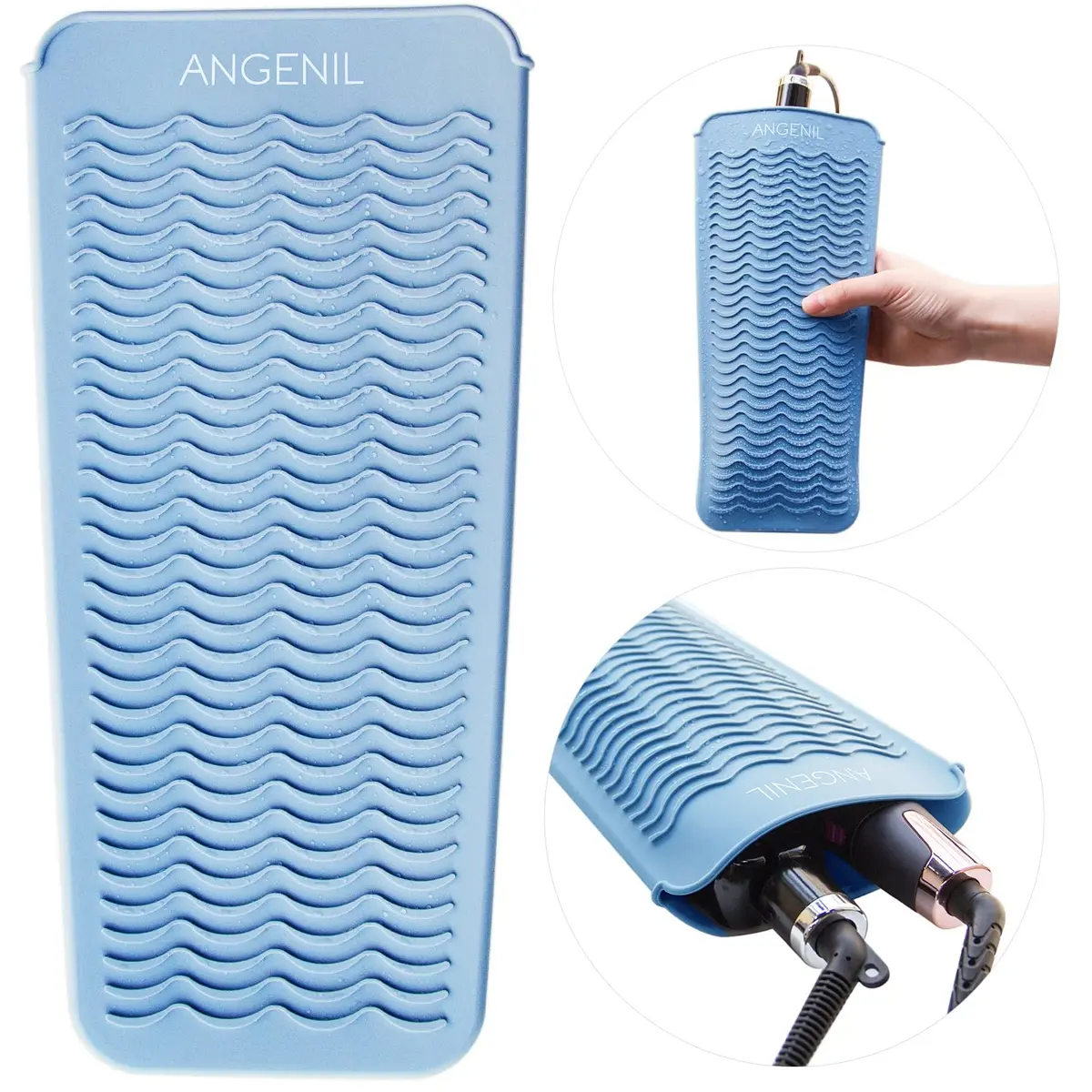 ANGENIL Heat Resistant Silicone Mat & Pouch for Hair Tools | Safe Travel Flat Iron & Curlers (28.57 cm x 13.97 cm) - view 6