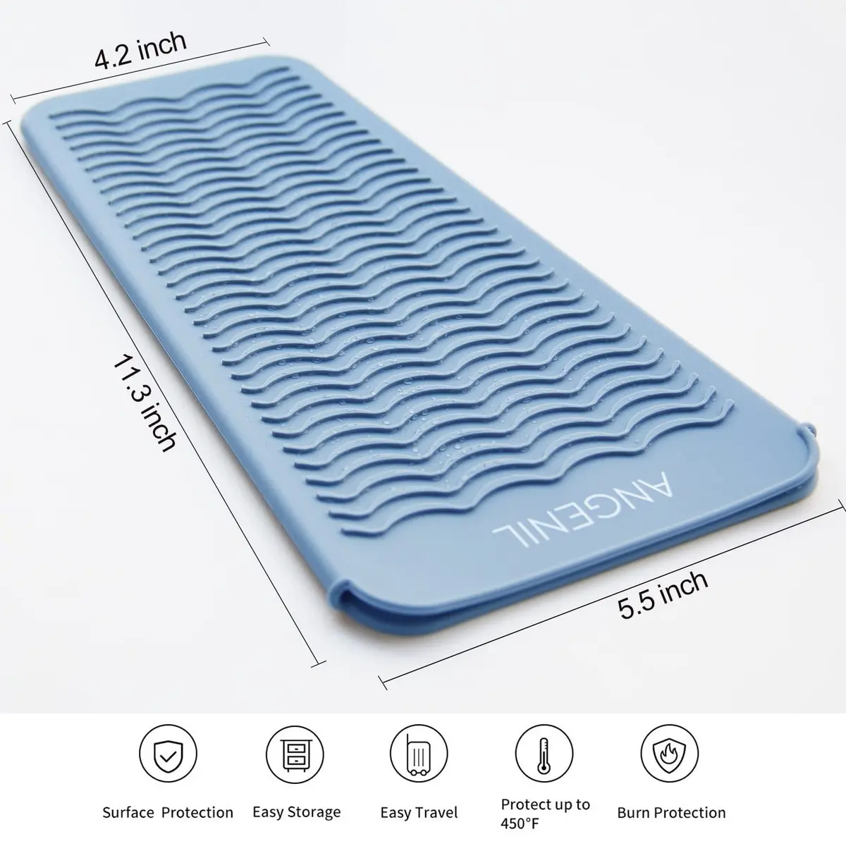 ANGENIL Heat Resistant Silicone Mat & Pouch for Hair Tools | Safe Travel Flat Iron & Curlers (28.57 cm x 13.97 cm) - view 3