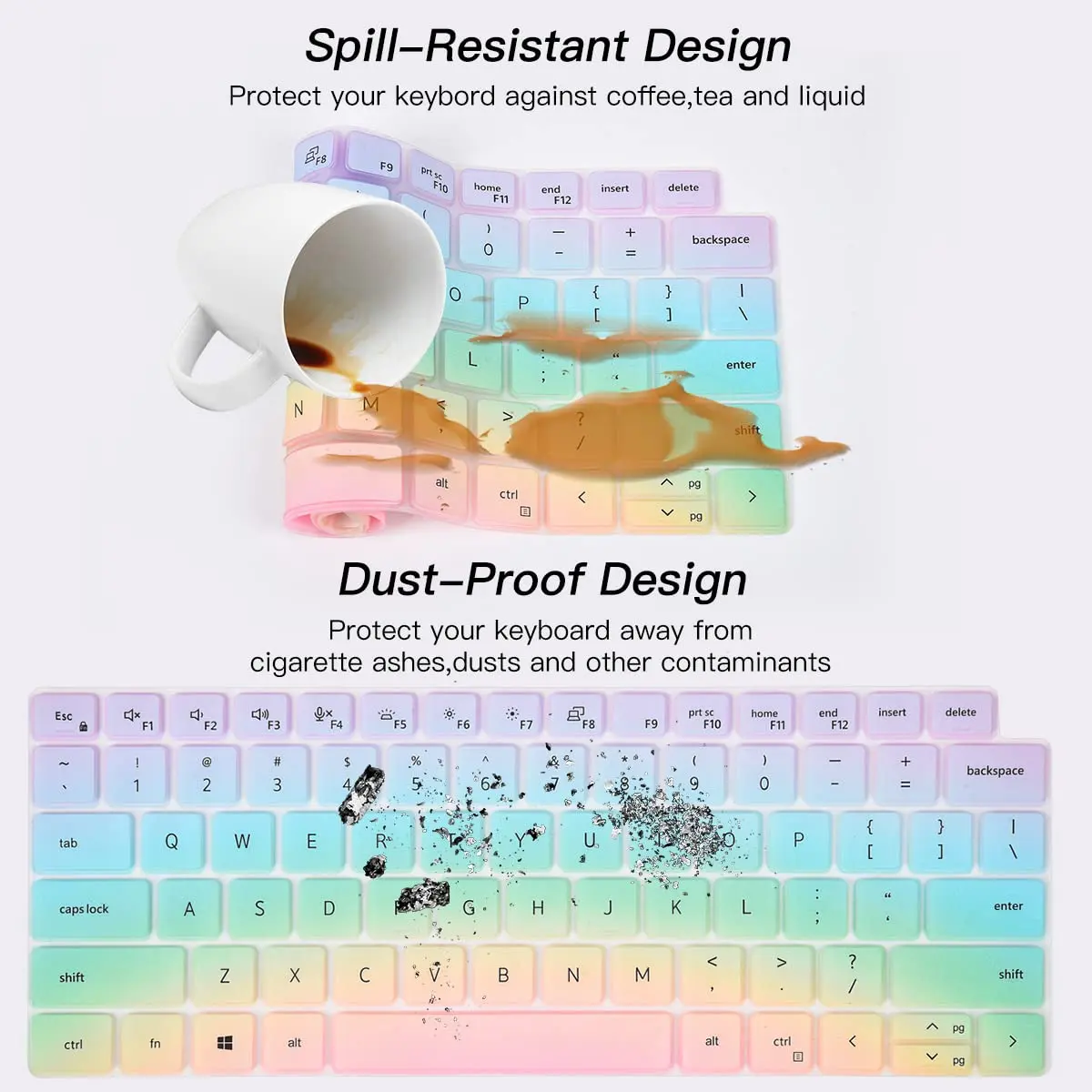 CaseBuy Keyboard Cover Skin for Dell Latitude 5420 5430 5440 5450 3440 3450 14, Latitude 7420 7430 7440 7450 15.6" Laptop Protector, Colorful | US Layout - view 7