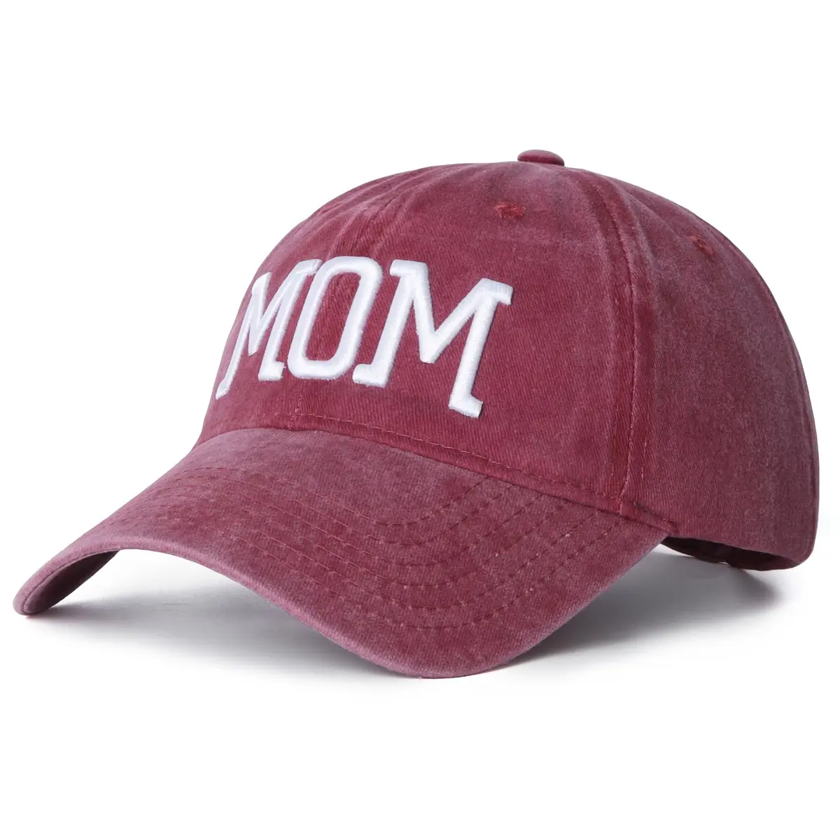 Aeonda Mom and Dad Hats Set of 2 Pcs Adjustable Washed Cotton 3D Embroidered Baseball Caps | Black Red - view 6