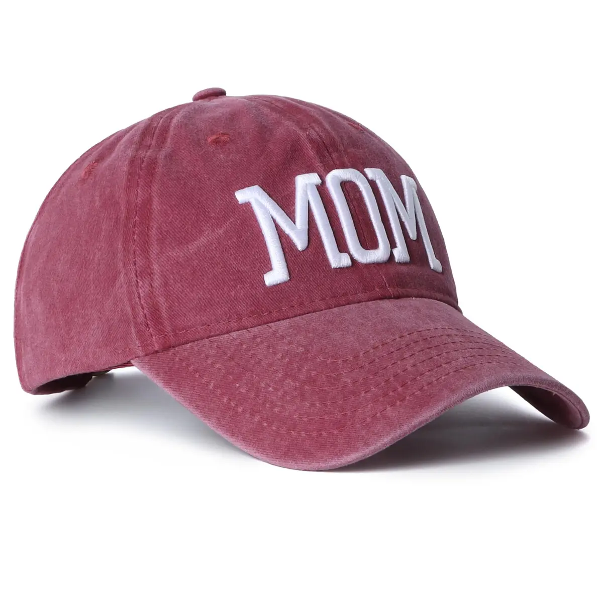 Aeonda Mom and Dad Hats Set of 2 Pcs Adjustable Washed Cotton 3D Embroidered Baseball Caps | Black Red - view 7