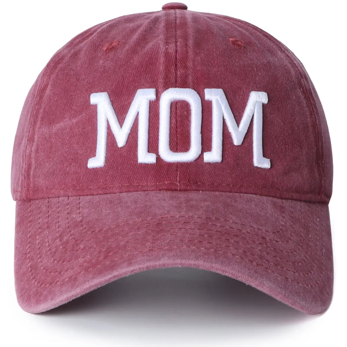 Aeonda Mom and Dad Hats Set of 2 Pcs Adjustable Washed Cotton 3D Embroidered Baseball Caps | Black Red - view 8