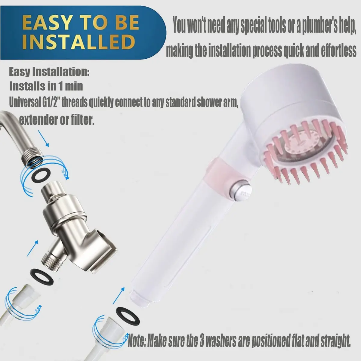 xianshengle Shower Head with Handheld | High Pressure, 4 Modes, Filtered, 59" Hose, Durable ABS - view 7