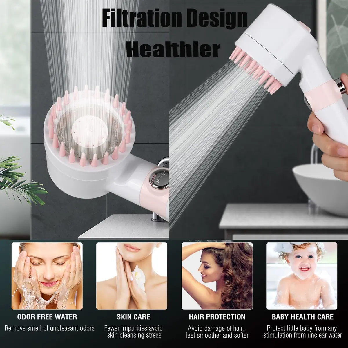 xianshengle Shower Head with Handheld | High Pressure, 4 Modes, Filtered, 59" Hose, Durable ABS - view 9