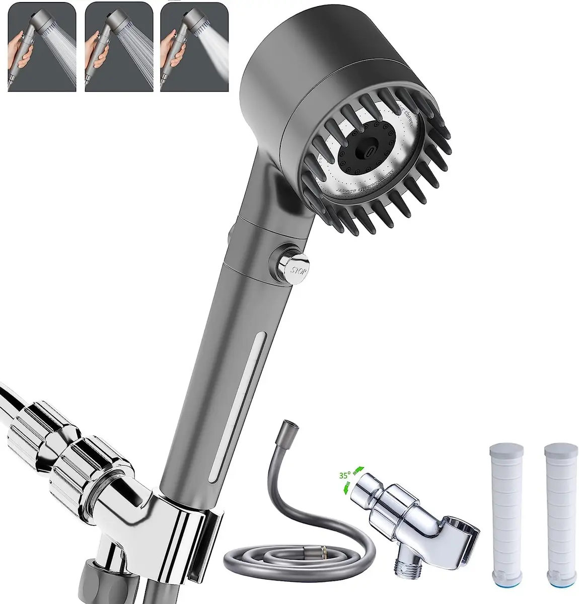 xianshengle Shower Head with Handheld 3 Modes | High Pressure, Water Saving, Filtered, 59" Hose - main product image