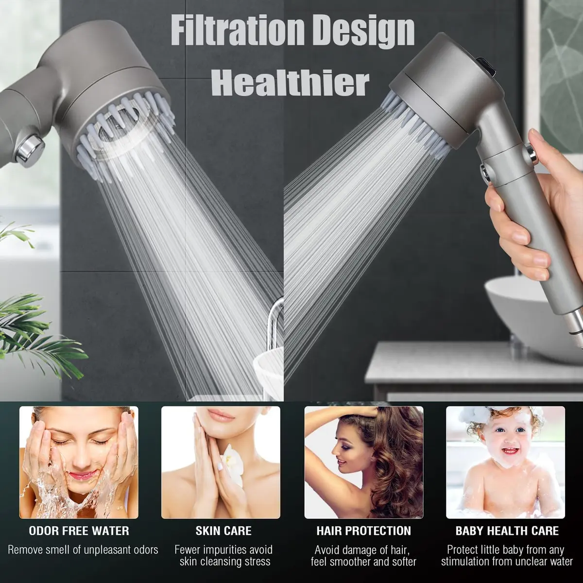 xianshengle Shower Head with Handheld 3 Modes | High Pressure, Water Saving, Filtered, 59" Hose - view 9