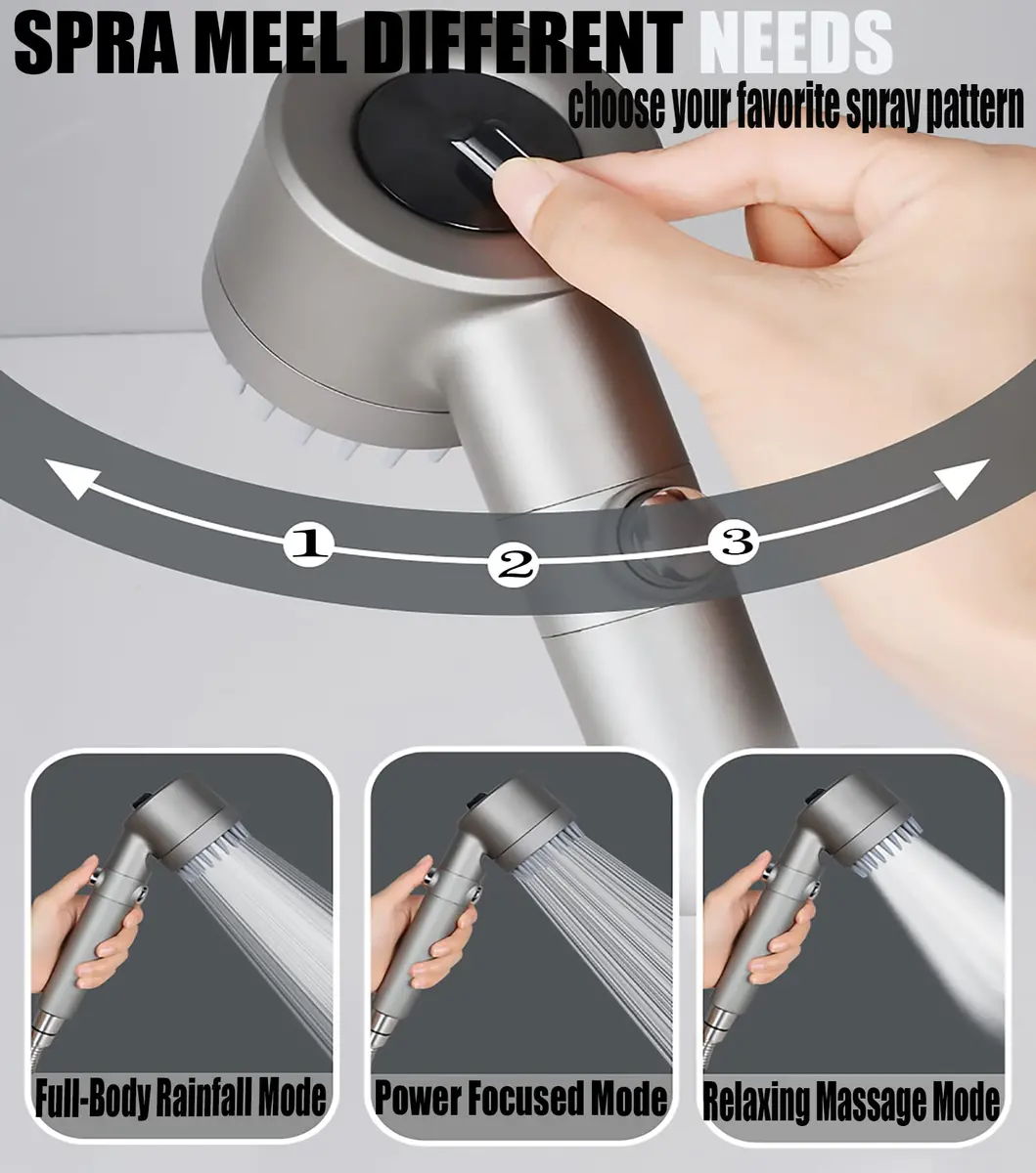 xianshengle Shower Head with Handheld 3 Modes | High Pressure, Water Saving, Filtered, 59" Hose - view 2