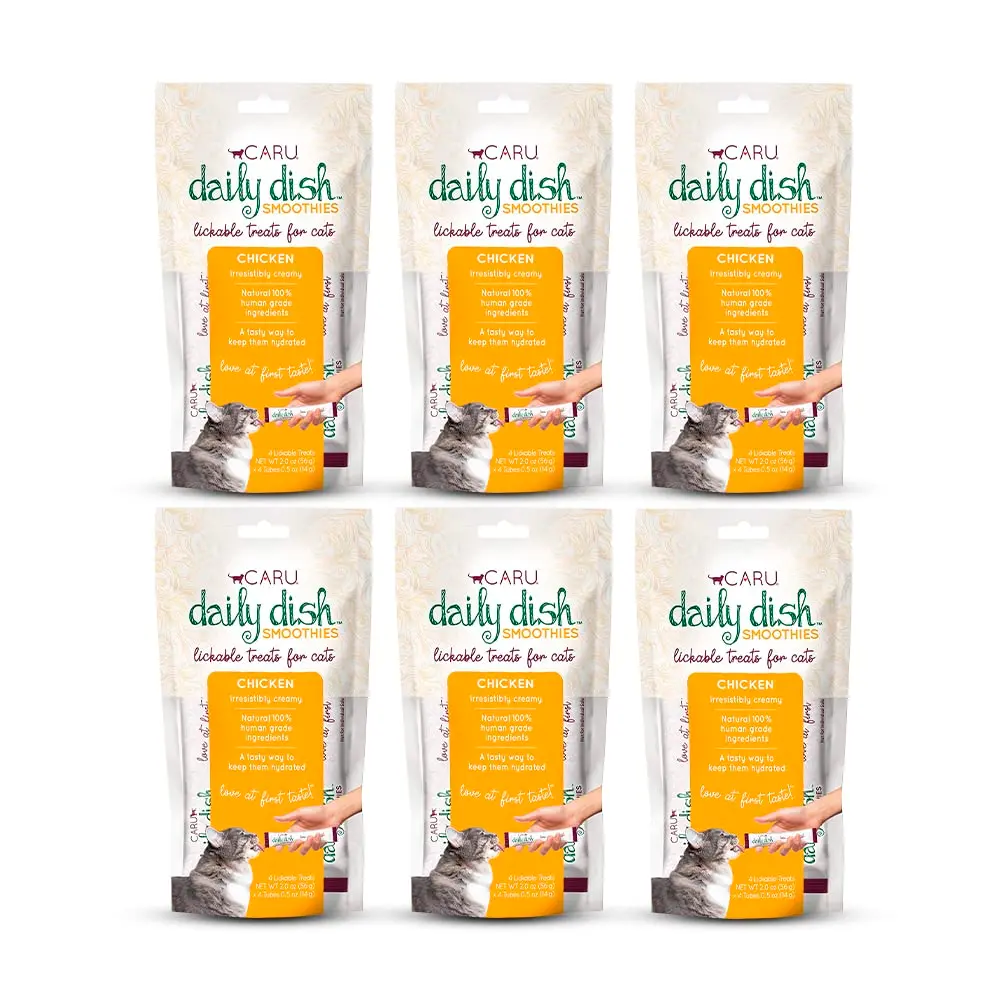 Caru Daily Dish Smoothies - Lickable Chicken Cat Treat 4 Pouches Pack of 6 | Wholesome Protein Snack for Cats - main product image