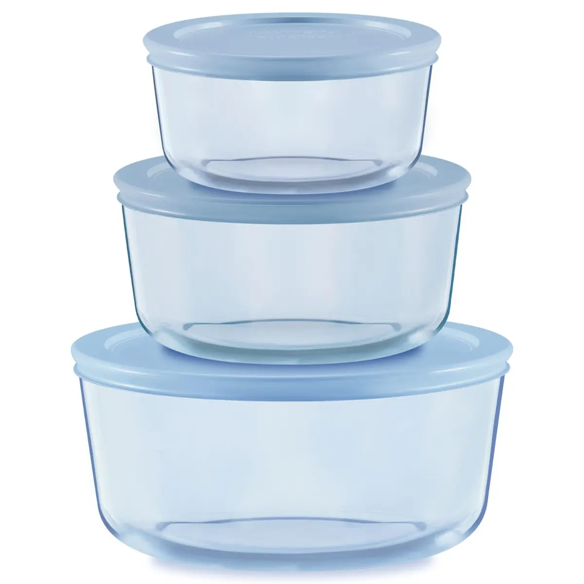 Pyrex Glass Food Storage Containers Set (6-Piece) Small/Medium Round | Stain & Odor Resistant, Microwave & Dishwasher Safe - main product image