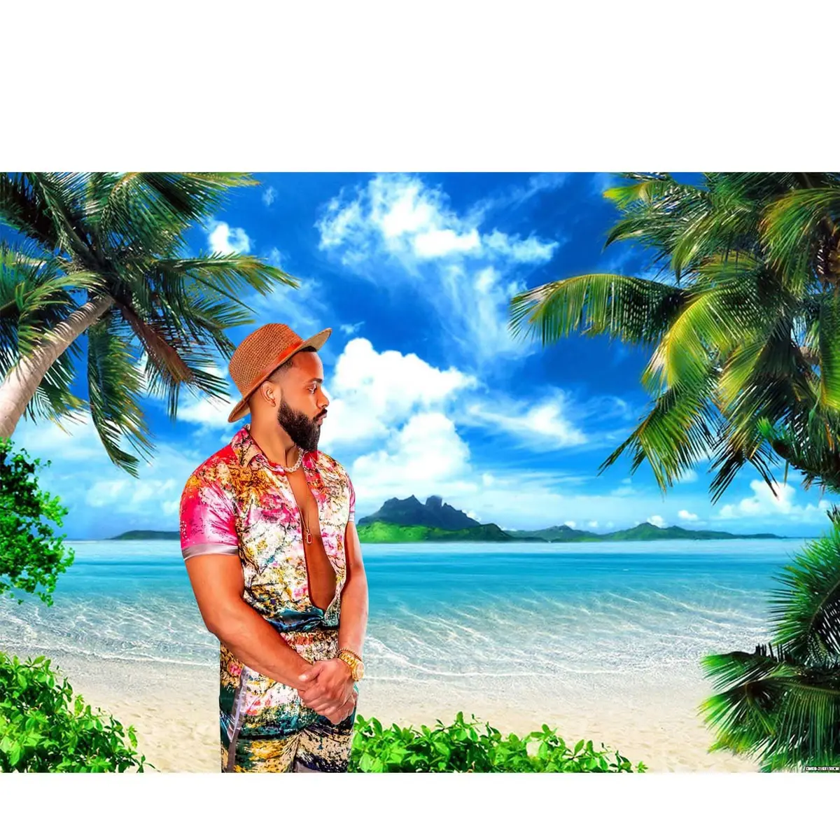 MAQTT Summer Theme Photo Ocean Blue Sky Seaside Tropical Palm Trees Luau Birthday Party Decor Banner 210x150cm (7x5ft) - view 5