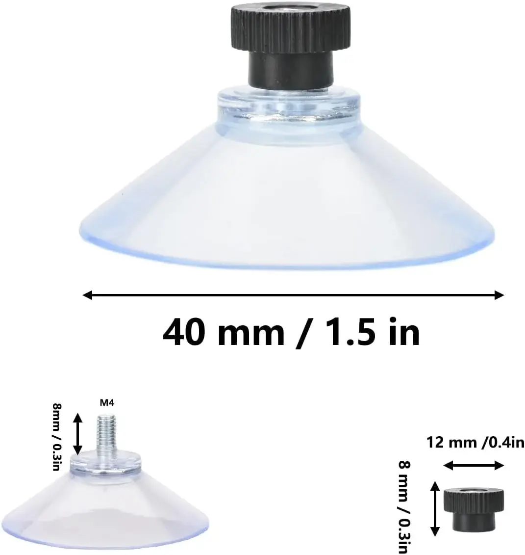 AccEncyc Suction Cup 40mm (1.57 inch) Diameter | Heavy Duty Clear PVC Sucker Pads with Stainless Steel Screws, Pack of 24 - view 2