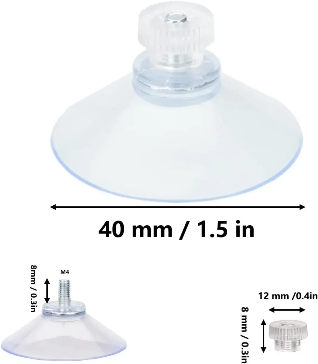 AccEncyc Clear PVC Suction Cups with Stainless Steel Screws, 40mm Diameter, Pack of 24 | Heavy Duty Hooks for Glass, Tile, and Smooth Surfaces - view 2