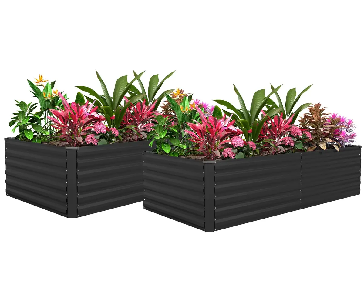 FOOWIN 6x3x2ft Raised Garden Bed Outdoor, Galvanized Steel Garden Beds | Eco-Friendly, Durable & Easy to Assemble - main product image
