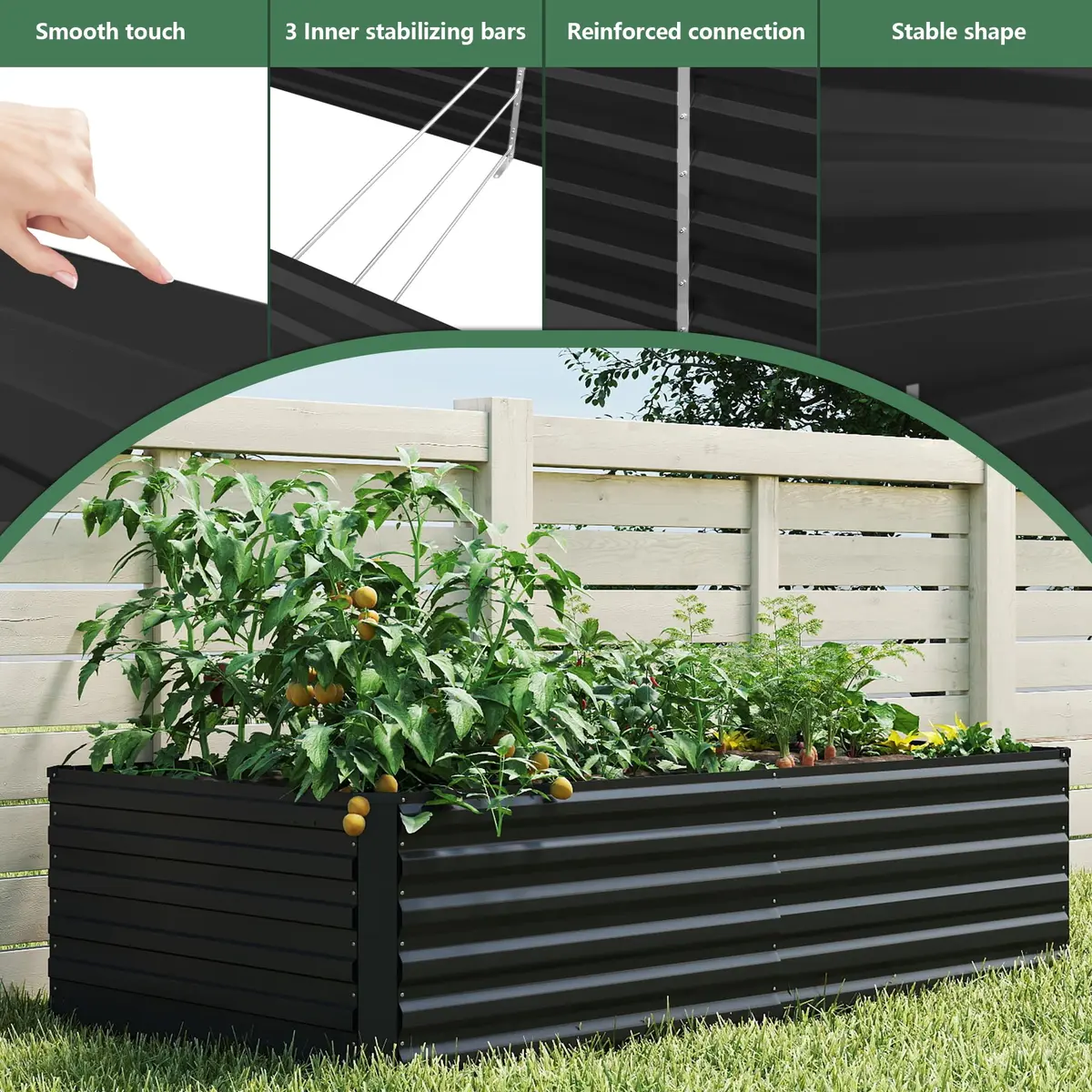 FOOWIN 6x3x2ft Raised Garden Bed Outdoor, Galvanized Steel Garden Beds | Eco-Friendly, Durable & Easy to Assemble - view 5
