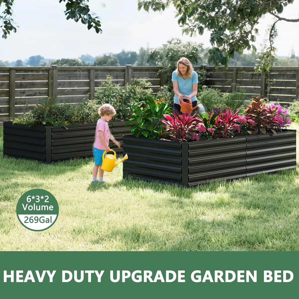FOOWIN 6x3x2ft Raised Garden Bed Outdoor, Galvanized Steel Garden Beds | Eco-Friendly, Durable & Easy to Assemble - view 3
