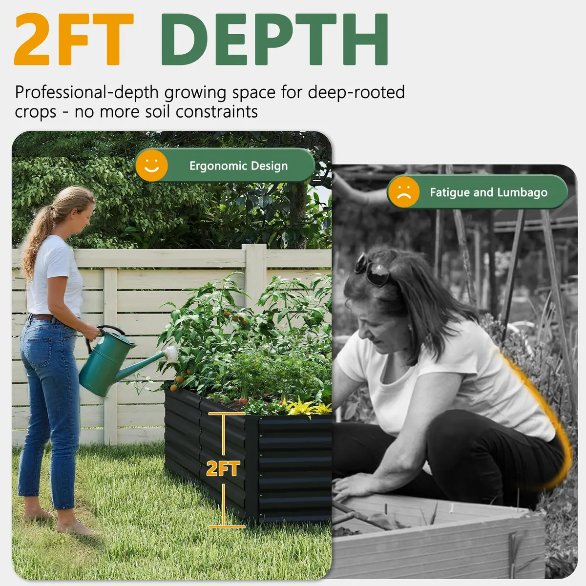 FOOWIN 6x3x2ft Raised Garden Bed Outdoor, Galvanized Steel Garden Beds | Eco-Friendly, Durable & Easy to Assemble - view 4